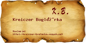 Kreiczer Boglárka névjegykártya